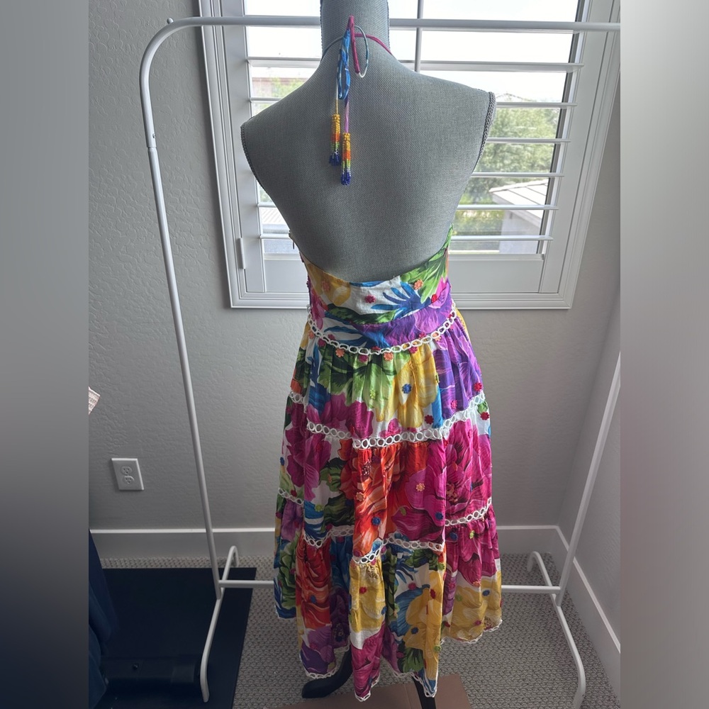 💕SOLD💕NWT Anthropologie Farm Rio Rainbow Chita Flower MIDI Dress - Picture 10 of 16